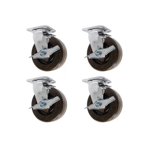 8"x2" HIGH Temperature PHENOLIC Wheel, Swivel Caster, All, PK4